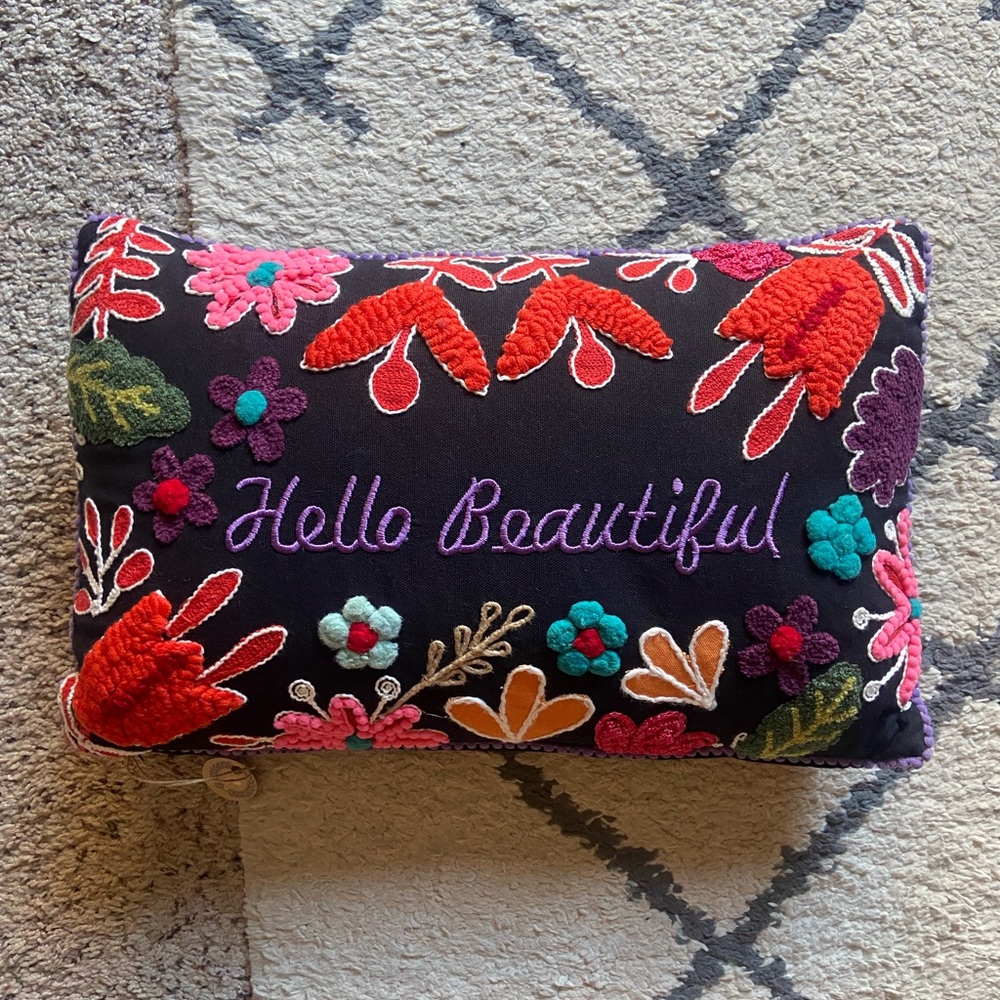 NWT “Hello Beautiful” Throw Pillow
